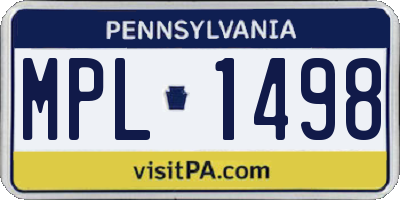 PA license plate MPL1498