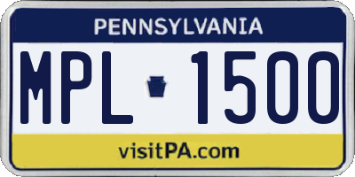 PA license plate MPL1500