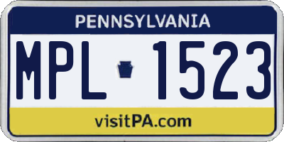 PA license plate MPL1523