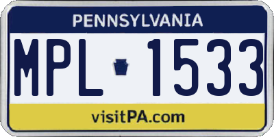 PA license plate MPL1533