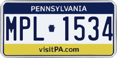 PA license plate MPL1534
