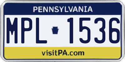 PA license plate MPL1536