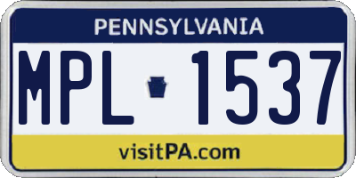 PA license plate MPL1537