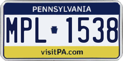PA license plate MPL1538