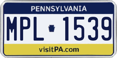 PA license plate MPL1539