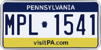 PA license plate MPL1541
