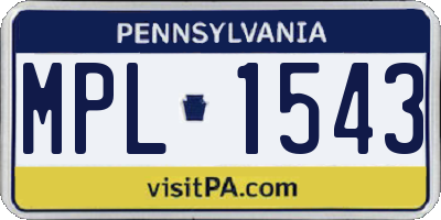 PA license plate MPL1543