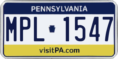 PA license plate MPL1547