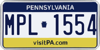 PA license plate MPL1554