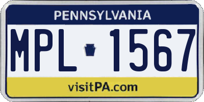 PA license plate MPL1567