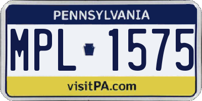 PA license plate MPL1575