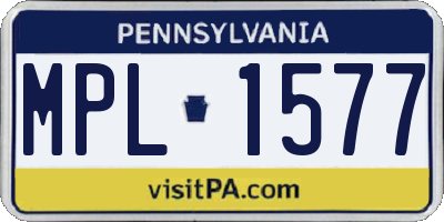 PA license plate MPL1577