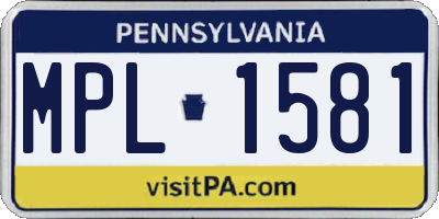 PA license plate MPL1581