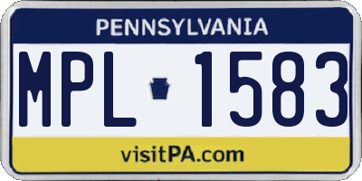 PA license plate MPL1583