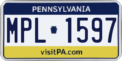 PA license plate MPL1597
