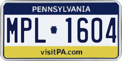 PA license plate MPL1604