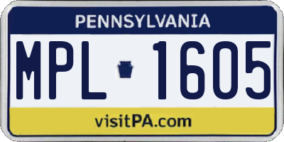 PA license plate MPL1605