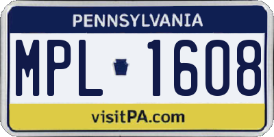 PA license plate MPL1608