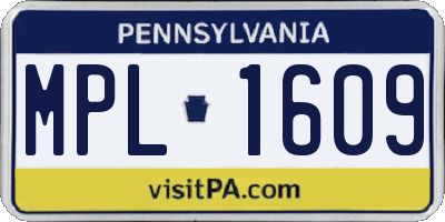 PA license plate MPL1609