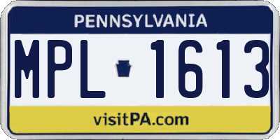 PA license plate MPL1613