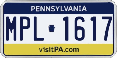 PA license plate MPL1617