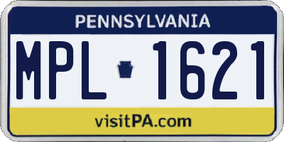 PA license plate MPL1621