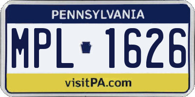 PA license plate MPL1626