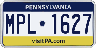 PA license plate MPL1627