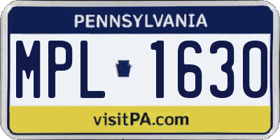 PA license plate MPL1630