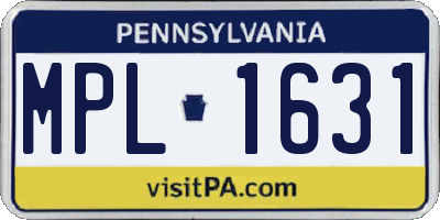 PA license plate MPL1631