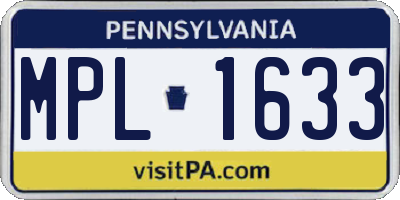 PA license plate MPL1633
