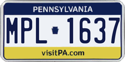 PA license plate MPL1637