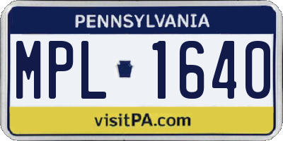 PA license plate MPL1640