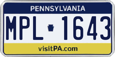 PA license plate MPL1643