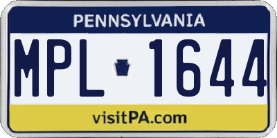 PA license plate MPL1644