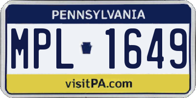 PA license plate MPL1649
