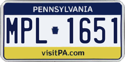 PA license plate MPL1651