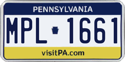 PA license plate MPL1661