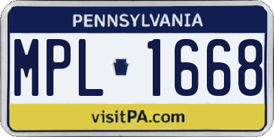 PA license plate MPL1668