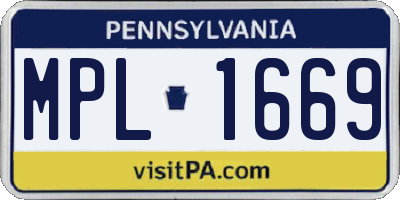 PA license plate MPL1669