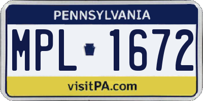 PA license plate MPL1672