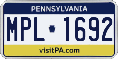 PA license plate MPL1692