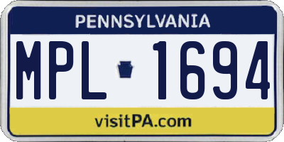 PA license plate MPL1694