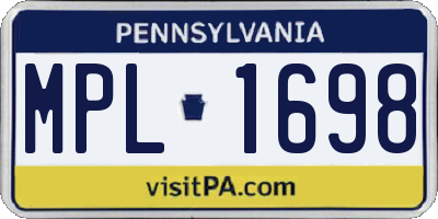 PA license plate MPL1698