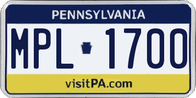PA license plate MPL1700