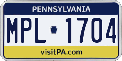 PA license plate MPL1704