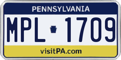 PA license plate MPL1709