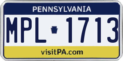 PA license plate MPL1713