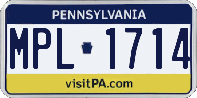 PA license plate MPL1714