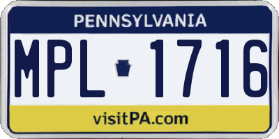 PA license plate MPL1716